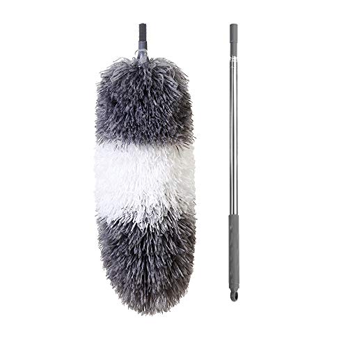 BOOMJOY Microfiber Feather Duster with Extendable Pole, 100' Telescoping Cobweb Duster for Cleaning, Bendable Head, Scratch-Resistant Cover, Washable Duster for Ceiling, Fan, Furniture