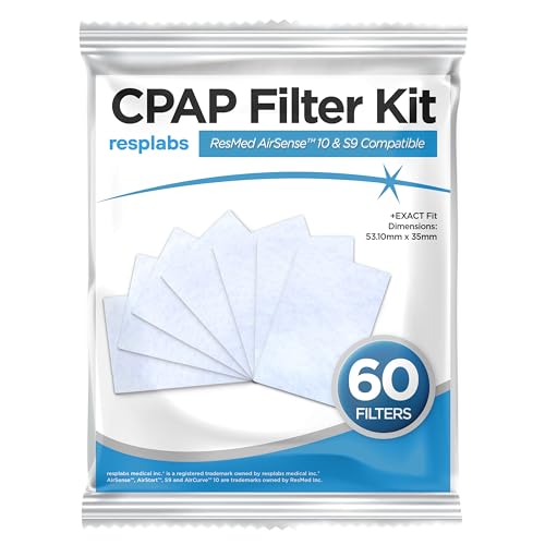 resplabs CPAP Filters | Compatible with The Resmed S9 and AirSense 10 | 60 Filter Pack