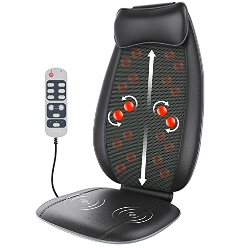 RENPHO Back Massager, S-Shaped Shiatsu Massage Seat Cushion with Vibration, Heat, Deep Kneading Rolling, Massage Chair Pad for Shoulder Waist Hips Muscle Pain Relief,Home/Office