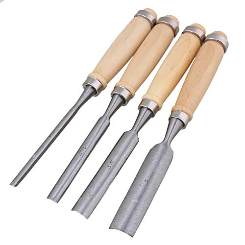 Mxfans Semicircle Wood Chisel Woodworking Carving Chisel Inner Edge Woodworking Gouge for Carpenter Wood Carving Hand Chisel Tool Pack of 4