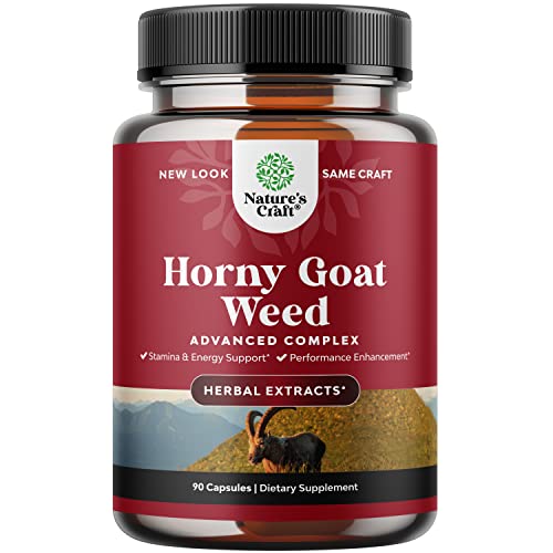 Horny Goat Weed for Male Enhancement - Extra Strength Horny Goat Weed for Men 1590mg Complex with Tongkat Ali Saw Palmetto Extract Panax Ginseng and Black Maca Root for Stamina & Energy - 45 Servings