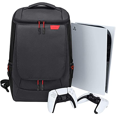 BUBM Console Backpack Compatible for PS5,Large Capacity Travel Carrying Case Compatible for Sony PlayStation5 Console Digital Edition,Storage Bag for Controllers, Monitor,Headset,Game discs,Charger & Accessories