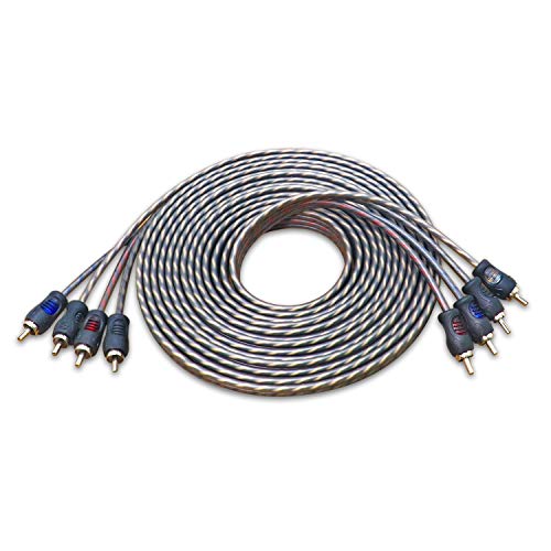 RECOIL RCI417 100% Oxygen Free Copper 17ft 4 Channel RCA Audio Cable Twisted Pair with Noise Reduction, Speaker