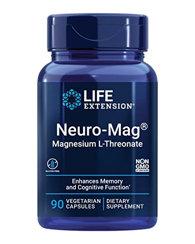 Life Extension Neuro-Mag Magnesium L-Threonate, 90 Vegetarian Capsules Ultra-Absorbable Magnesium - Memory, Focus & Overall Cognitive Performance Boost - Non-GMO, Gluten-Free