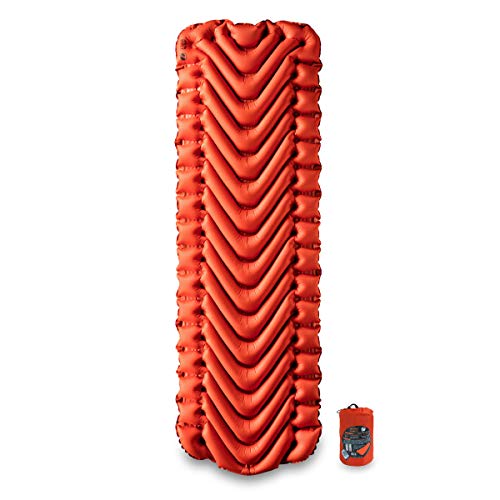 Klymit Insulated Static V Inflatable Sleeping Pad for Camping, Lightweight Hiking and Backpacking Air Bed for Cold Weather, 2.5 Inch Thick, Orange