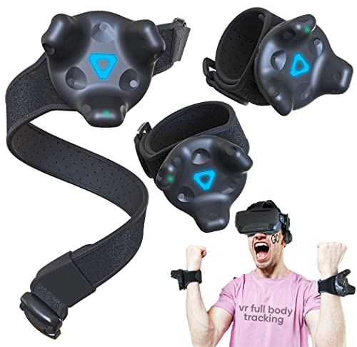 Skywin VR Tracker Belt and Tracker Strap Bundle for HTC Vive System Tracker Pucks - Adjustable Belt and Hand Straps for Waist and Full-Body Tracking in Virtual Reality (1 Belt and 2 Hand Straps)