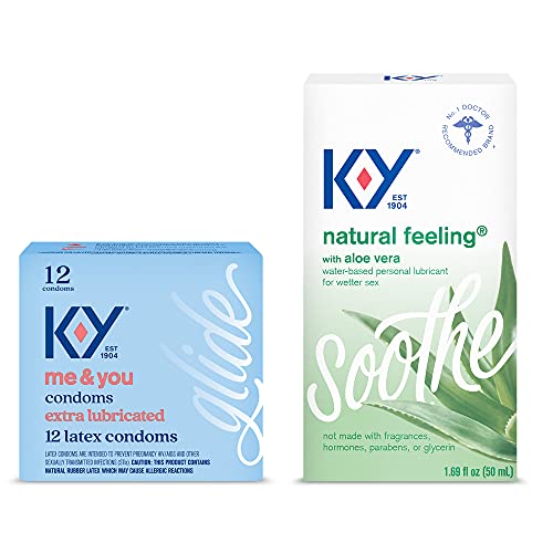 K-Y Natural Value Pack with Extra Lubricated Natural Fit Latex Condoms (12cnt) and Aloe Vera Natural Feeling Personal Lubricant Gel (1.69oz), 1 ea