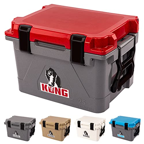 KONG Coolers | 25 Quart Cooler | Made in The USA | Durable Rotomolded Cooler (Rugged Red)