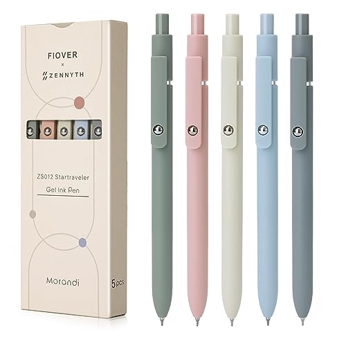 FIOVER 5pcs Gel Pens Quick Dry Ink Pens Fine Point Premium Retractable Rolling Ball Gel Pens Black Ink Smooth Writing for School Supplies Office Home