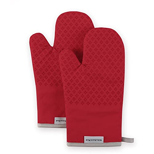 KitchenAid Asteroid Oven Mitt 2-Pack Set, Fire Red, 7'x12.5'