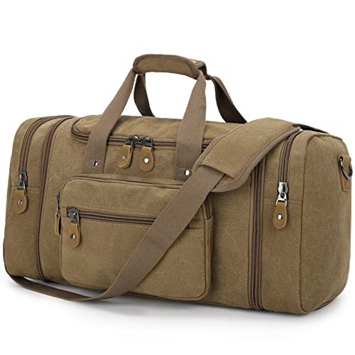 Gonex Canvas Duffle Bag for Travel 60L Duffel Overnight Weekend Bag(Coffee)