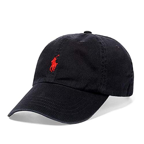 Polo Ralph Lauren Hat, Core Classic Sport Mens Cap,Black/Red Pony, One Size