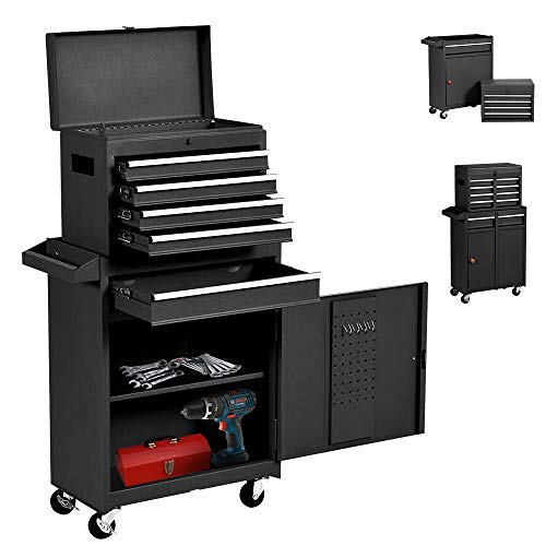 5-Drawer Tool Chest Tool Box,Rooling Tool Chest with Wheels,Tool Cabinet with Lock,4 Movable Rollers Tool Chest with 5 Drawers,Large Capacity Tool Storage for Garage, Warehouse. (BLACK TOOLBOX)