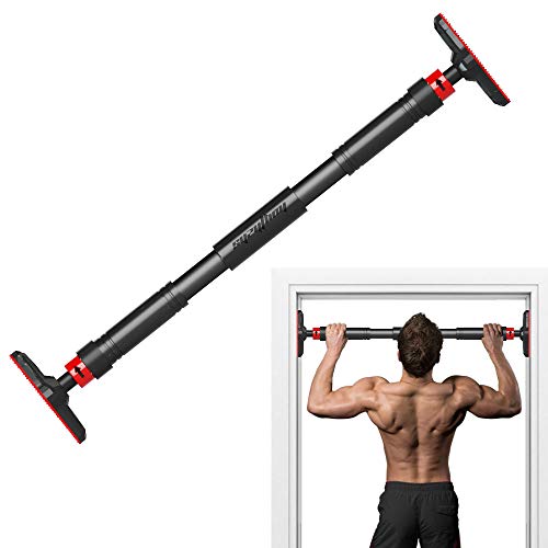 Doorway Pull Up Bar No Screws,Adjustable Chin Up Bar for Home Gym Fitness with Larged Anti-Slip Mat-27.5~35.4 Inches(70cm~90cm) Door Frame,Max User Weight up to 330lbs
