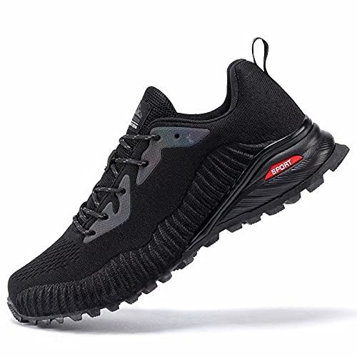 Kricely Men's Trail Running Shoes Fashion Hiking Sneakers for Men Black Tennis Cross Training Shoe Mens Casual Outdoor Walking Footwear Size 10