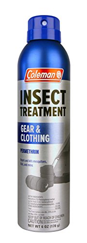 Coleman Insect Treatment Spray - Permethrin Insect Repellent Spray for Gear and Clothing, Protection Against Ticks, Mosquitoes, and Mites, Ideal for Camping, Hiking, and Outdoor Activities, 6oz