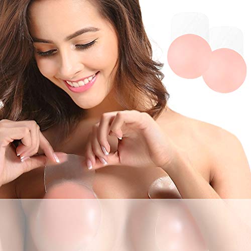 Zacca Adhesive Bra, Breast Lift Tape Invisible Adhesive Silicone Pasties Reusable Nippleless Covers