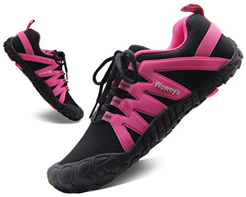 Women's Barefoot Shoes Cross Training Minimalist Running Zero Drop Arch Support Outdoor Yoga Climbing Hiking Camping Black Hot Pink US Size 10