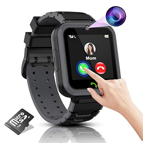 Kids Smart Watch Boys Phone Camera Selfie SOS Calling Smartwatch for Kids Waterproof IPX5 Games Touch Screen Alarm Sound Recorder Music Player Calculator 3-12 Years Old Boys and Girls