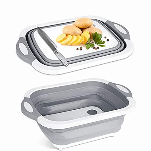 Multi-function 3 In 1 Folding Cutting Board Portable Washing Fruit and Vegetable Basin Sink with Draining Plug
