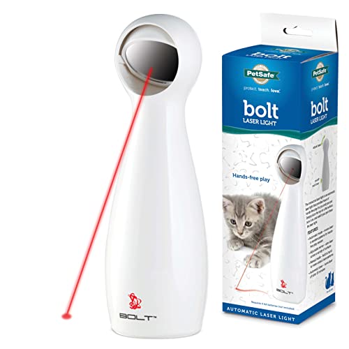 PetSafe Bolt Laser Cat Toy - Interactive Pet Supplies - Indoor - Relieves Anxiety & Boredom - Bug-Like Laser Pattern Keeps Them Entertained - Hands-Free Play - Auto Shut Off Prevents Overstimulation Small