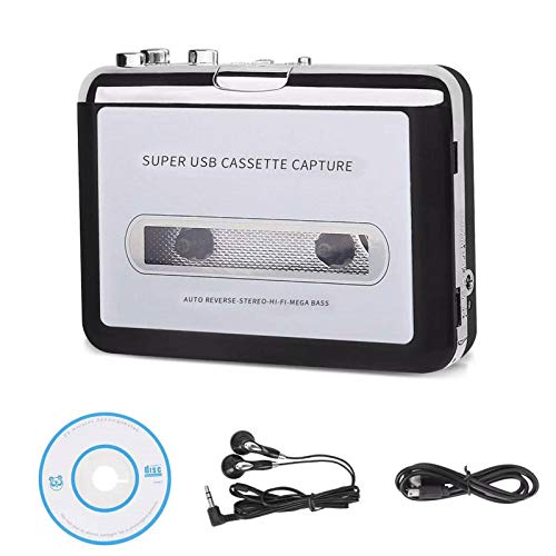 Cassette MP3 Player, Portable Walkman Cassette Player Tape Converter to MP3 via USB Auto Reverse Audio Music Tape Player with Earphones by OOCLCURFUL (Silver)