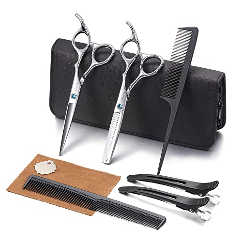 Hair Cutting Scissors Kit, Aethland Professional Barber Hairdressing Scissors Set ( Trimming Shaping Grooming Thinning Shears) for Men Women Pets Home Salon Barber Haircut, 6.5' Japanese 9CR SS