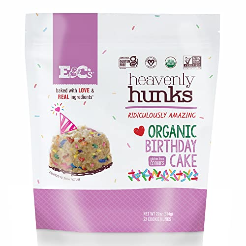 E&C's Snacks Heavenly Hunks Cookies, Certified Organic Gluten-Free Birthday Cake, 22 Oz