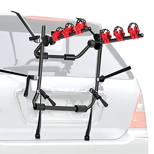 WALMANN Bike Trunk Mount 3-Bike Car Carrier Rack for Auto-Mobile Bicycle Rack Fits Most Cars, Sedans, Hatchbacks, Minivans and SUVs Trunk Bike Rack(Not for Children's Bikes/Women's Bikes)