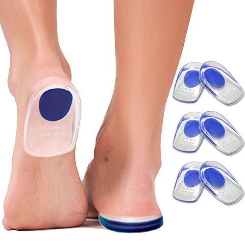 Gel Heel Cushions for Heel Pain Relief | Plantar Fasciitis Heel Cups | Silicone Cup Pads for Heel Spurs | Heel Pain Relief Insoles for Sore or Bruised Feet | Heel Pads for Women & Men (Large)