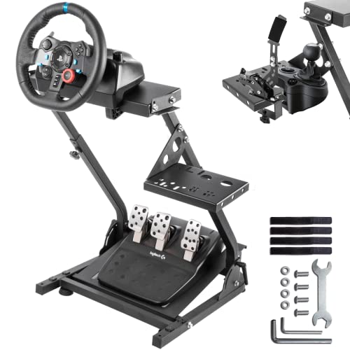 Minneer PRO Racing Wheel Stand Height Adjustable with Shifter Upgrade for Logitech G25,G27,G29,G920,G923,Thrustmaster TMX, T80, Gaming Steering Simulator Cockpit Wheel and Pedals Not Included