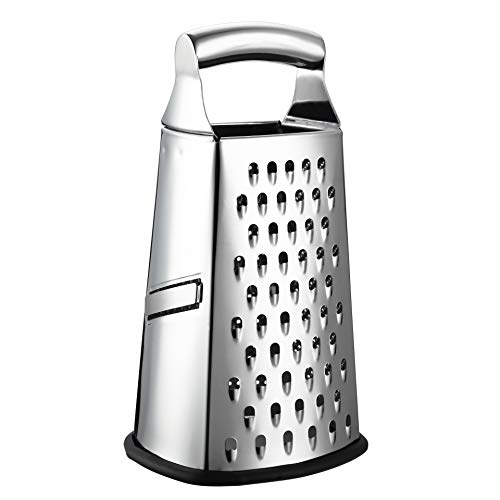 Spring Chef Box Grater, Stainless Steel with 4 Sides, Best for Parmesan Cheese, Vegetables, Ginger, Large Size
