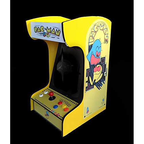 Doc and Pies Arcade Factory Classic Home Arcade Machine - Tabletop and Bartop - 412 Retro Games - Full Size LCD Screen, Buttons and Joystick (Yellow)