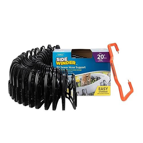 Camco 20-Foot Sidewinder RV Sewer Hose Support | Features a Lightweight, Flexible, and Durable Frame | Curves Around Obstacles | Black (43051)