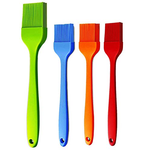 Basting Brush Silicone Pastry Baking Brush BBQ Sauce Marinade Meat Glazing Oil Brush Heat Resistant, Kitchen Cooking Baste Pastries Cakes Meat Desserts (Basting Brush - 4Pack)