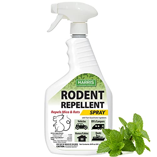 Harris Peppermint Oil Mice & Rodent Repellent Spray for House and Car Engines, Humane Mouse Trap Substitute, 20oz