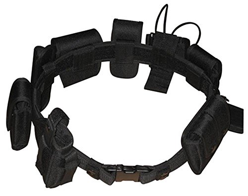 Black Law Enforcement Modular Equipment System Security Military Tactical Duty Utility Belt (10 in 1, Adjustable 35-45 inches, Black)