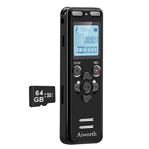 72GB Digital Voice Recorder Voice Activated Recorder for Lectures Meetings - aiworth 5220 Hours Sound Audio Recorder Dictaphone Recording Device with Playback,MP3 Player,Password,Variable Speed