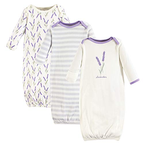 Touched by Nature Unisex Baby Organic Cotton Gowns, Lavender, 0-6 Months US