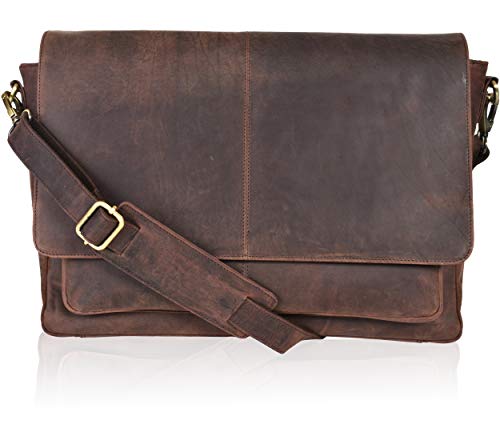 Durable Leather Messenger Bags | Brown | Vintage Stylish Design | Multiple Compartments | Adjustable Shoulder Strap
