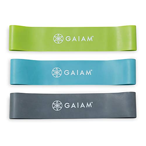 Gaiam Restore Mini Band Kit, Set of 3, Light, Medium, Heavy Lower Body Loop Resistance Bands for Legs and Booty Exercises & Workouts, 12' x 2' Bands