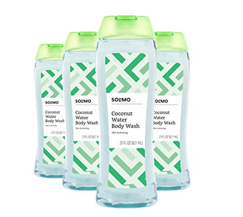 Amazon Brand - Solimo Coconut Water Body Wash, 21 Fluid Ounce (Pack of 4)