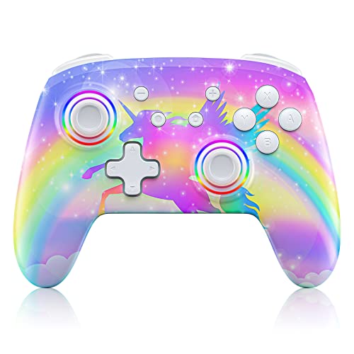 NexiGo Controller for Switch/Switch Lite/OLED, Bluetooth Wireless Controllers for Nintendo Switch with Vibration, Motion, Turbo and LED Light, Gift for Gamer Girls Boys (Violet Unicorn)