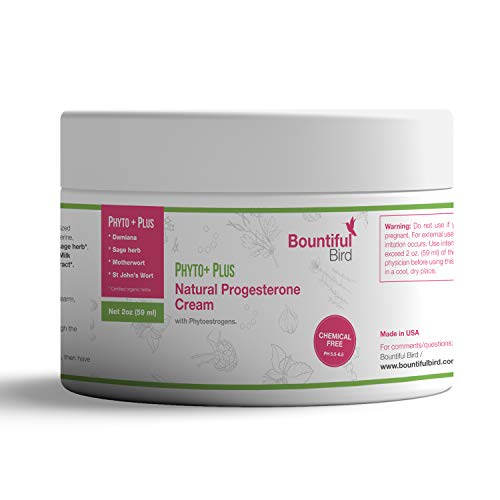 Bountiful Bird Phyto Plus Natural Progesterone Cream, 2oz, Organic Phytoestrogens, Bioidentical Progesterone, Hormone Balance, Manage PMS and Menopause Symptoms