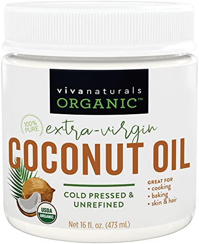 Organic Coconut Oil, Cold-Pressed - Natural Hair Oil, Skin Oil and Cooking Oil with Fresh Flavor, Non-GMO Unrefined Extra Virgin Coconut Oil (Aceite de Coco), USDA Organic, 16 oz