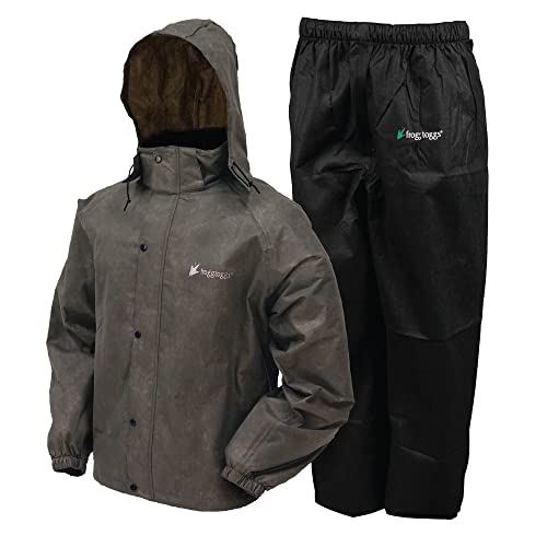 FROGG TOGGS Men's Classic All-Sport Waterproof Breathable Rain Suit , Stone Jacket/Black Pants, X-Large