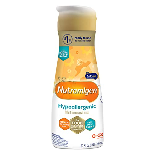 Enfamil Nutramigen Infant Formula, Hypoallergenic and Lactose Free Formula, Fast Relief from Severe Crying and Colic, DHA for Brain Support, Ready to Use Bottle, 32 Fl Oz