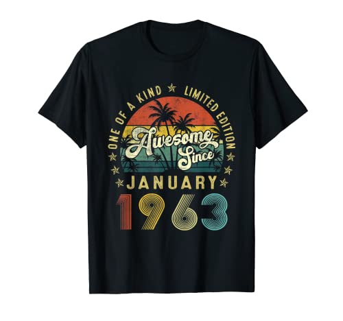 Awesome Since January 1963 60 Years Old 60th Birthday Gifts T-Shirt