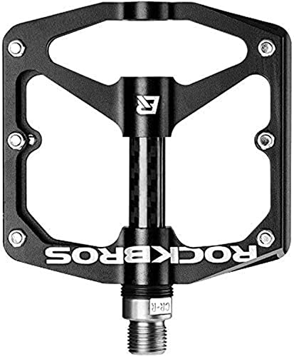 Rock BROS Mountain Bike Pedals Flat Bicycle Pedals 9/16 Lightweight Road Bike Pedals Carbon Fiber Sealed Bearing Flat Pedals for MTB (Black)