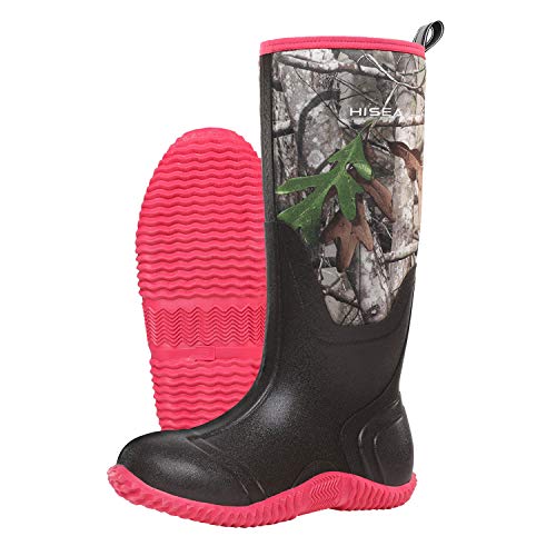 HISEA Women's Rain Boots, Knee High Rubber Boots Waterproof Insulated Neoprene Muck Boots, Durable Anti-Slip Outdoor Work Boots for Hunting Gardening Farming Yard Mud Working, Size 7 Camo